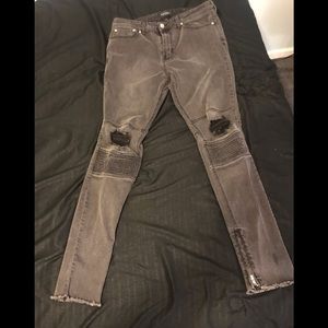 Pacsun Faded black biker Jean stacked Skinny’s